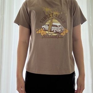 ROMWE Brown Graphic Short Sleeve Tee